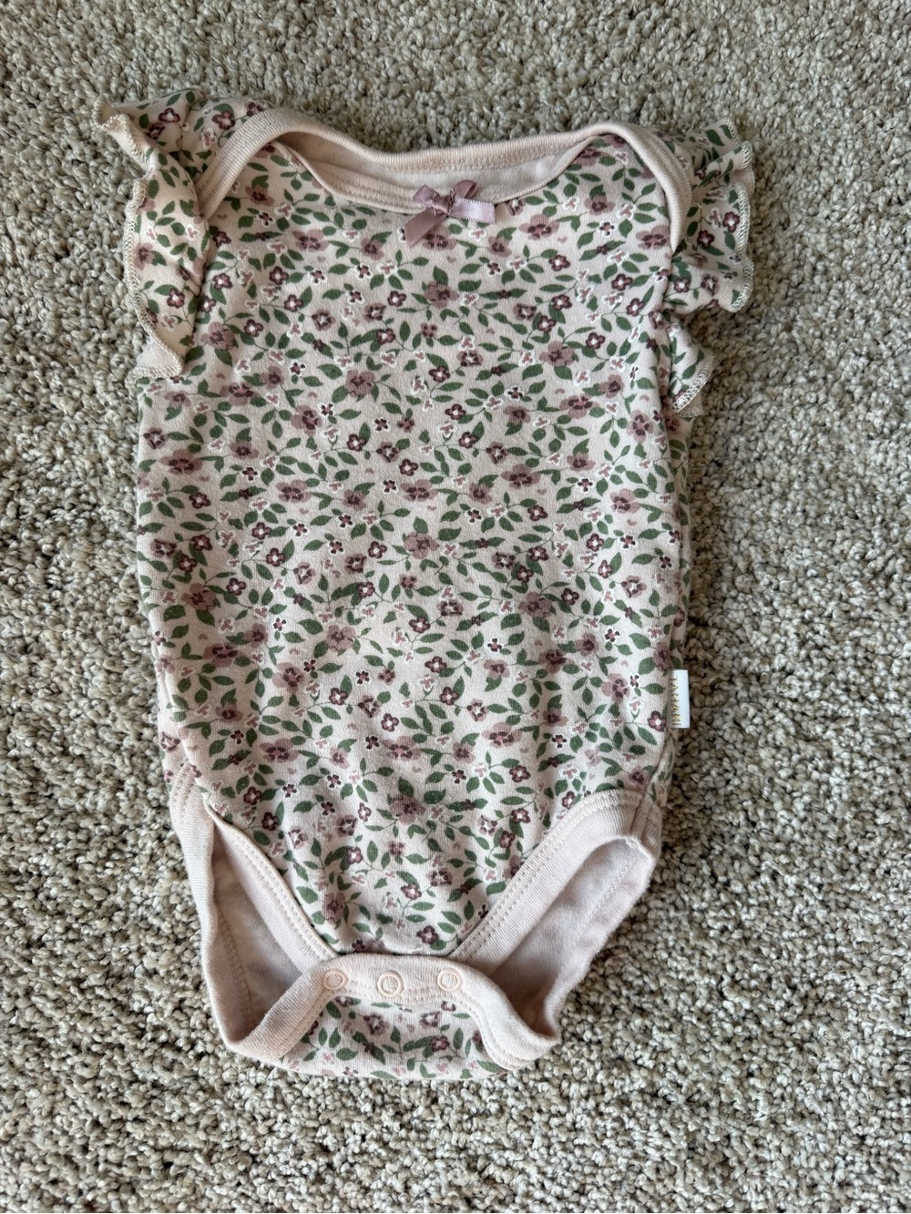 Tahari Pink Floral Ruffle-Sleeve Baby Bodysuit - Picture 2 of 8
